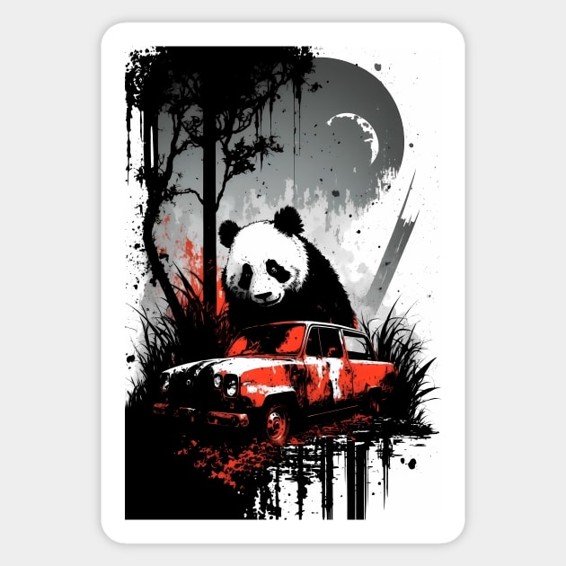 Panda Behind A Rusted Car Sticker by TortillaChief